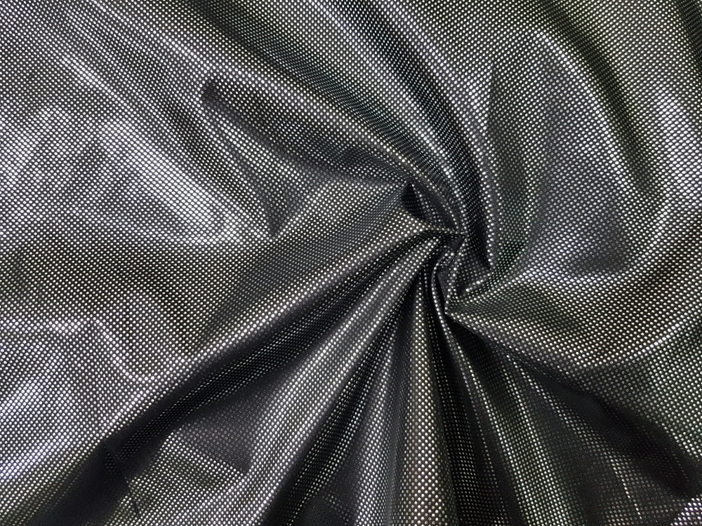 Подклад фольгированный таффета, 190Т, 55 гр, чёрный