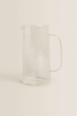 ZARA HOME КУВШИН ИЗ БОРОСИЛИКАТНОГО СТЕКЛА С ЛИНЕЙНЫМ ДИЗАЙНОМ, БЕЛЫЙ