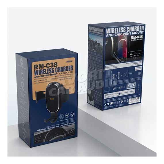 Держатель Remax RM-C38 воздуховод шарнир бесп. зарядка Qi чёрный