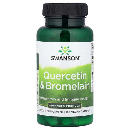 Swanson, Кверцетин и бромелаин, 100 веганских капсул