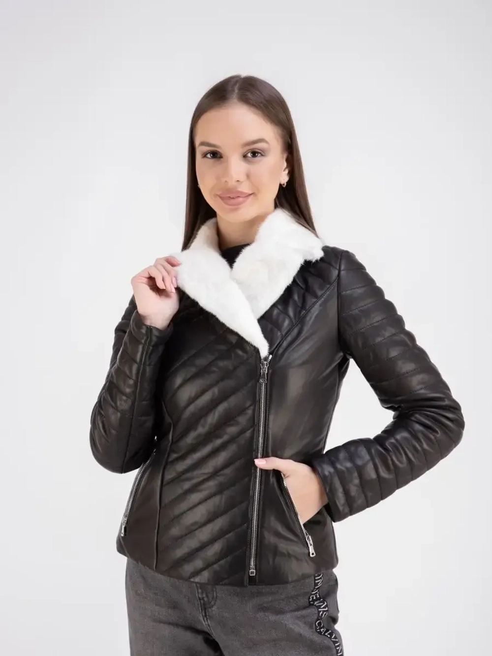 Куртка женская из натуральной кожи мех норки Турция