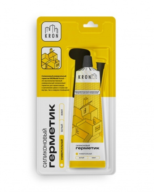Герметик KRONbuild силиконовый универсальный 80мл, белый SUW80