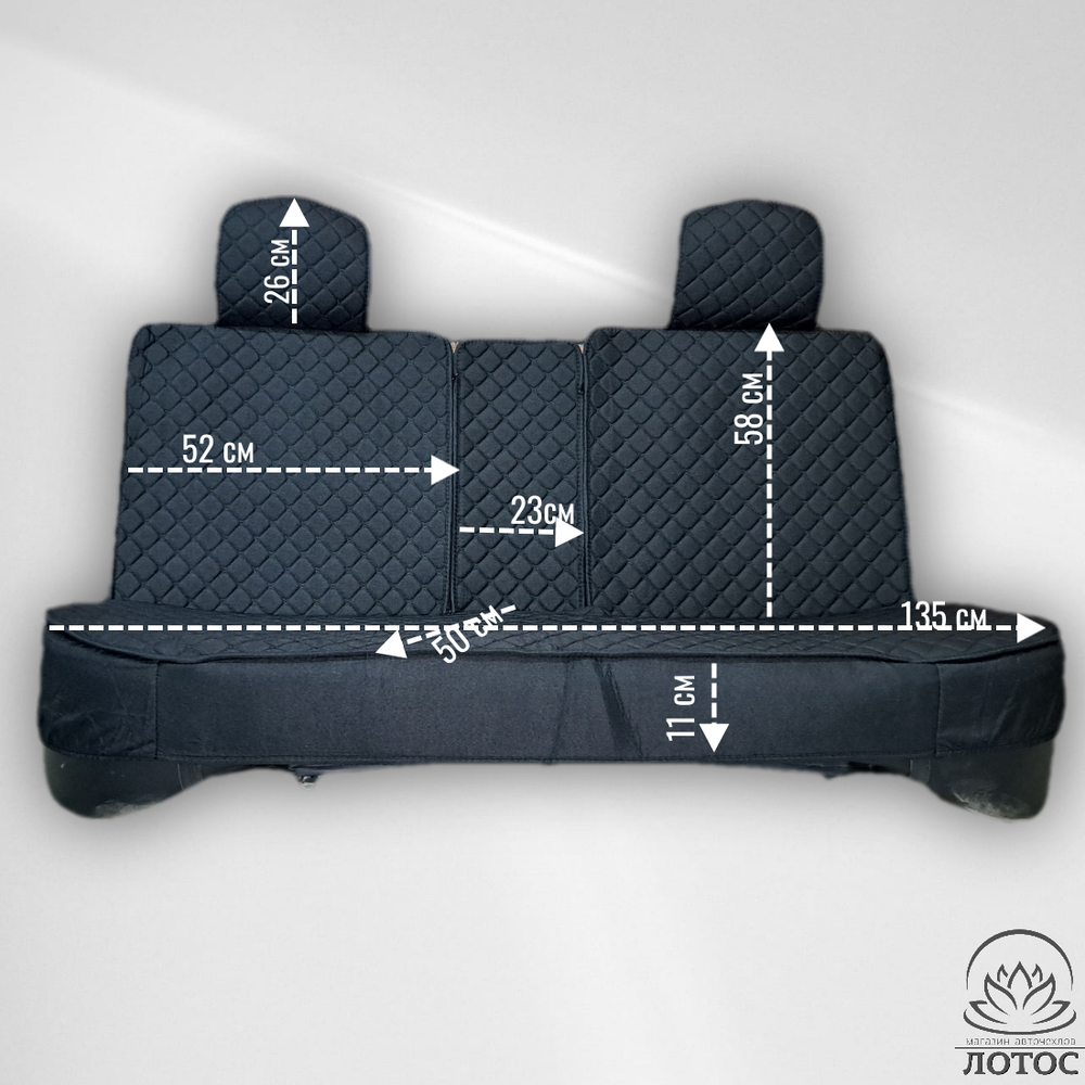 Универсальный чехол на весь салон из льна в черном цвете с черной нитью