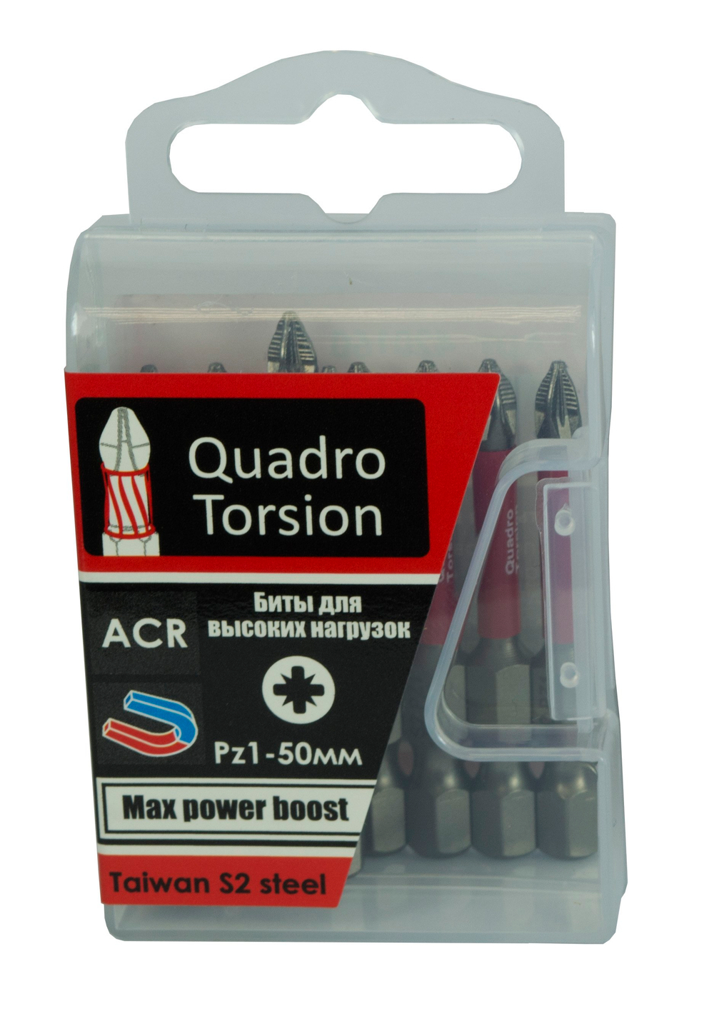 Бита 1/4" E6,3 магн., S2, ACR, зона Torsion Рz1-50мм (10 шт./кор.) "Quadro Torsion"