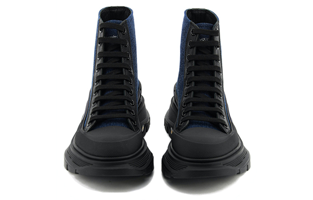 Alexander McQueen Tread Slick Short Stylish Skateboarding Shoes Women"s Blue Black