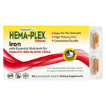 NaturesPlus, Hema-Plex, железо, 30 таблеток медленного высвобождения
