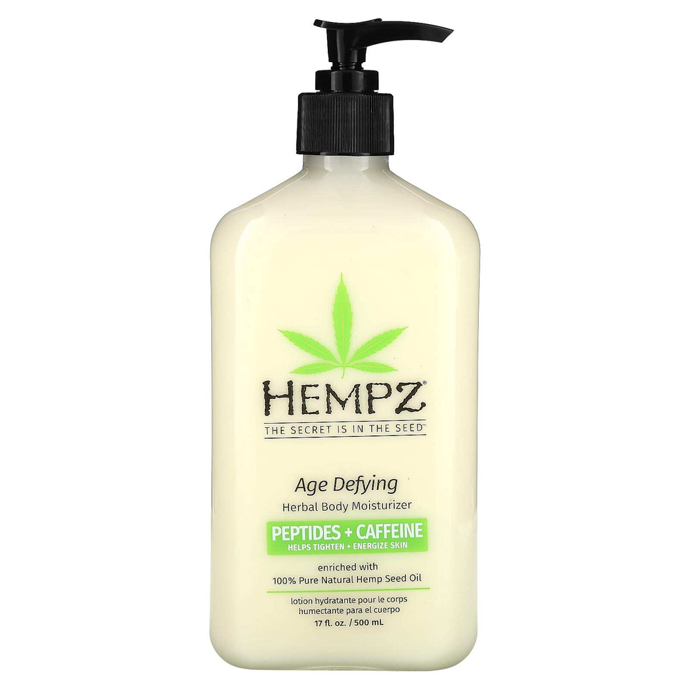 Hempz, омолаживающее растительное увлажняющее средство для тела, с пептидами и кофеином, 500 мл (17 жидк. унций)