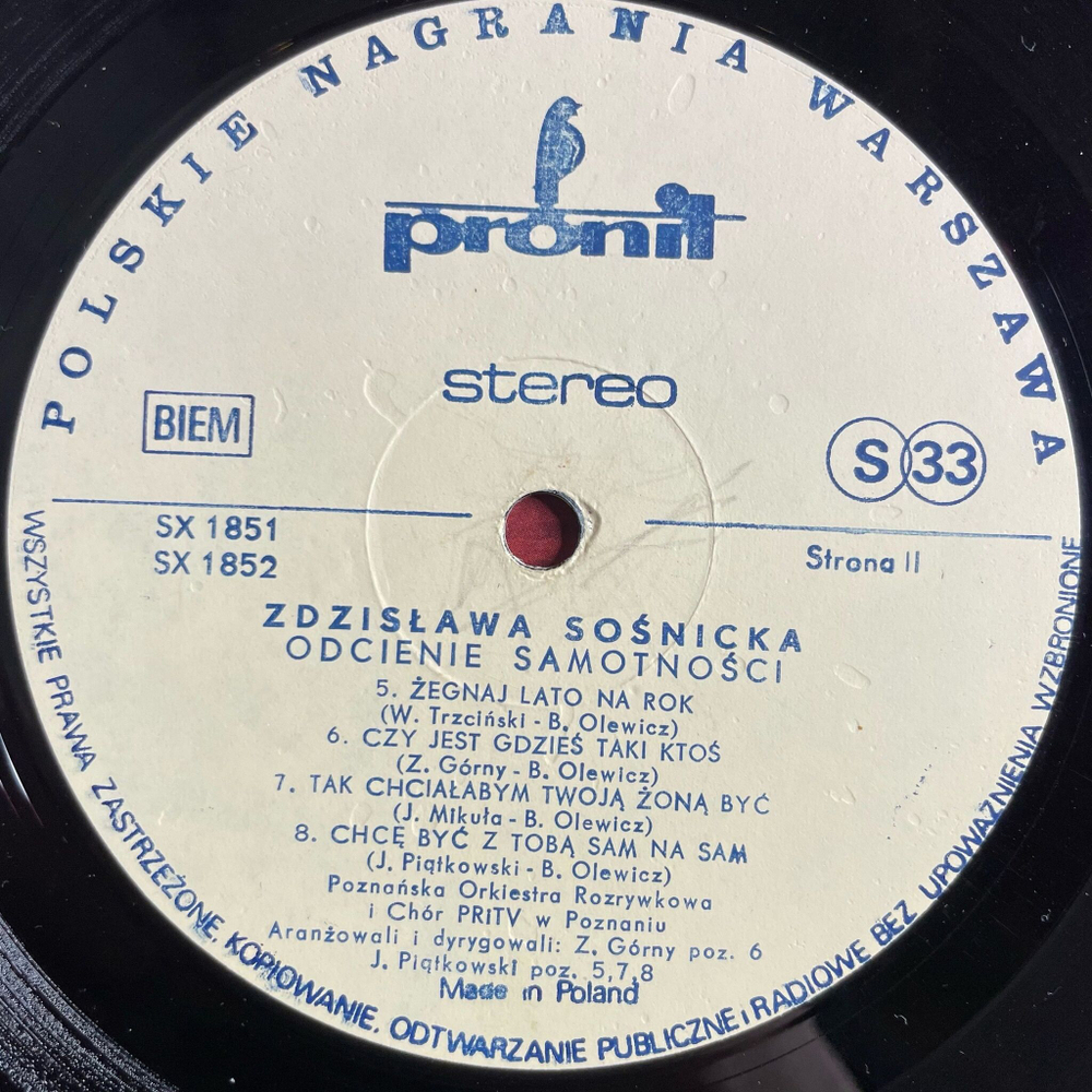 Винтажная виниловая пластинка LP Zdzislawa Sosnicka Odcienie Samotnosci (Польша 1980)