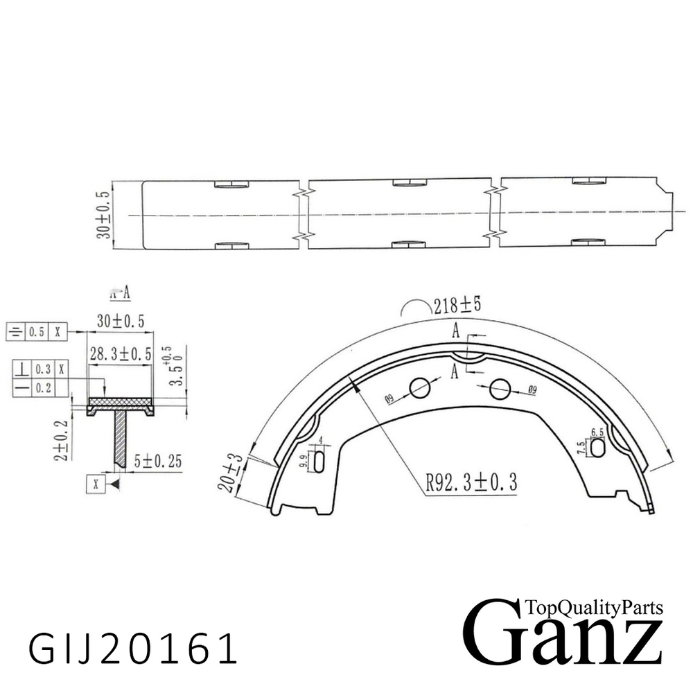 Колодки барабанные Land Rover Freelander 3.2/2.2TD4/SD4 06 GANZ GIJ20161