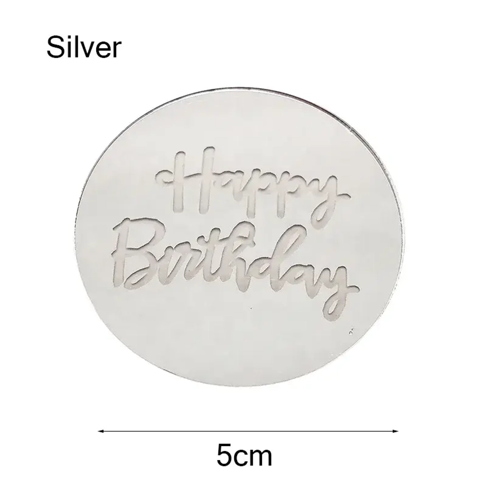 Медальон круглый Happy Birthday серебро, 1 шт