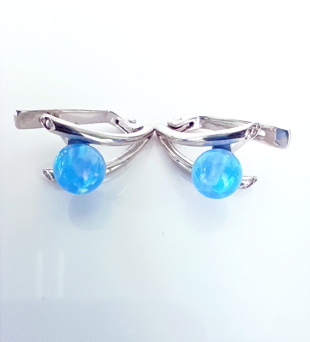 Серьги "Эстерелла", с синтетическим опалом и фианитами, серебро 925 пробы/Ф