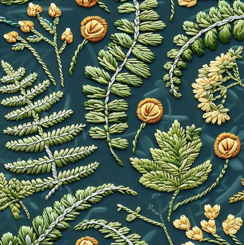 ПРЕДЗАКАЗ, ПАПОРОТНИК С БУТОНАМИ, 100% хлопок