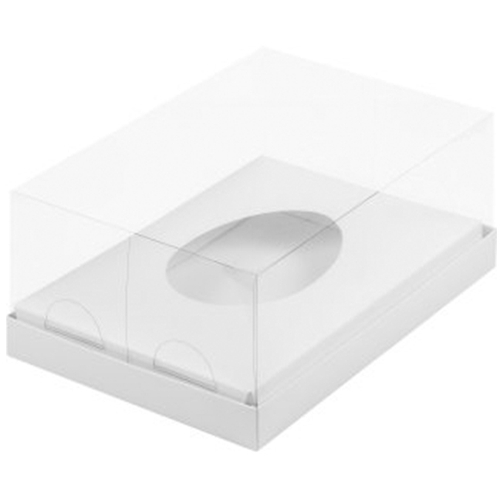 Коробка для  половинки шоколадного яйца с пластиковой крышкой 235 *160*100 мм (белая)