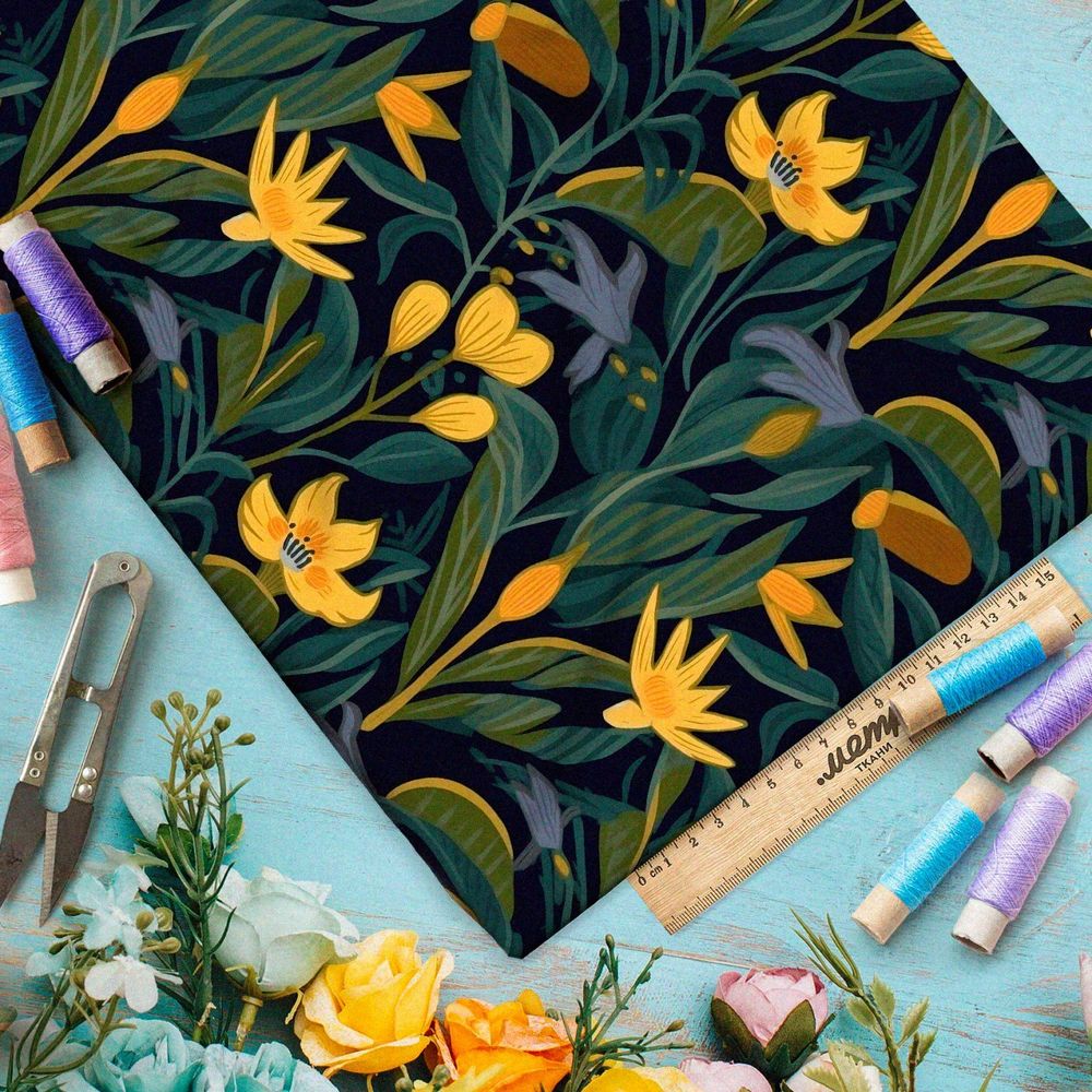 Ткань премиум шелк искусственный Армани волшебный вечер