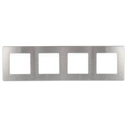 Рамка для розеток и выключателей ЭРА Серия 12 12-5104-03 на 4 поста, Сатин, алюминий