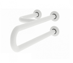 Поручень полукруглый неподвижный с 3 точками опоры Nofer 600 мм с антибактериальным покрытием белый правый, 15047.WB купить