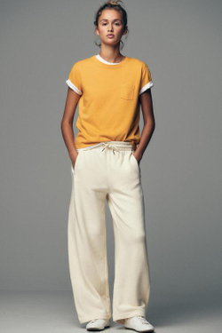 ZARA ШИРОКИЕ БРЮКИ В СТИЛЕ РУСТИК, ЭКРЮ