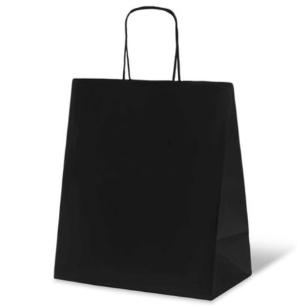 Крафт пакеты с кручеными ручками 25х22х12см 70г/м2 черные (1/250шт)