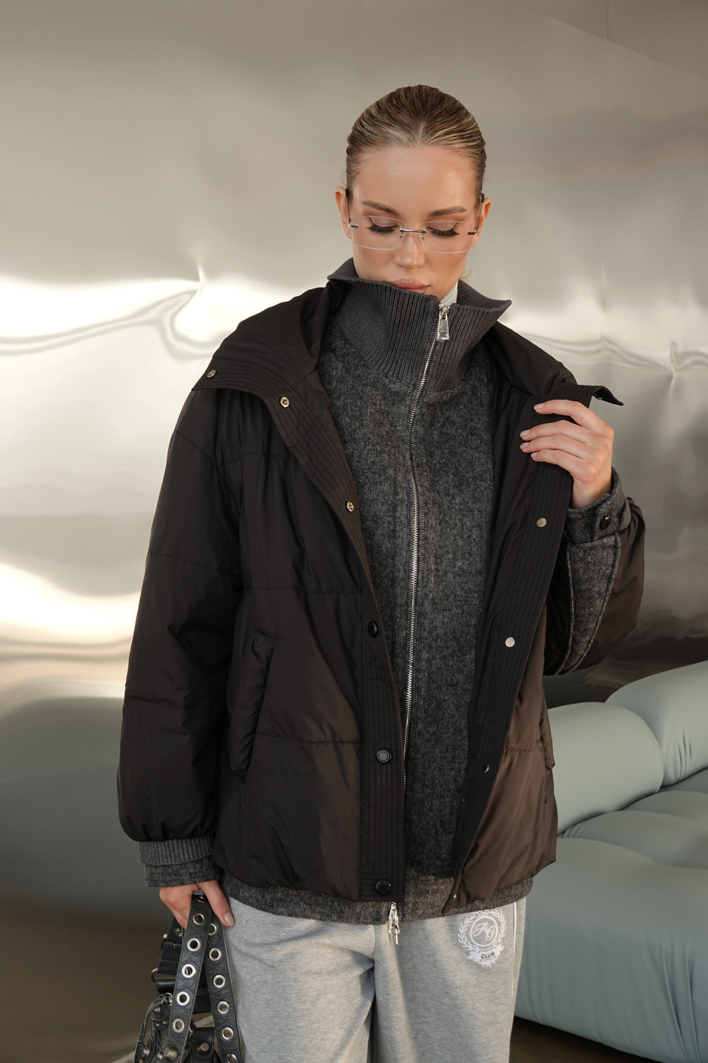 Куртка демисезонная с манишкой из шерсти