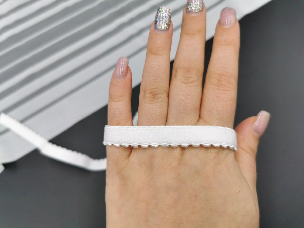 Отделочная резинка с фестонами, ОПТ, 12 мм, белая (Арт: OTR641/12A-001), уп