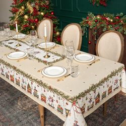 СКАТЕРТЬ "ЩЕЛКУНЧИК" 140Х300СМ БЕЖЕВЫЙ ,100%ХЛОПОК ,ТВИЛ