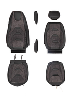 Чехлы Люкс Scania 5 серия Высокое и низкое сиденье (экокожа, черный, серая вставка)