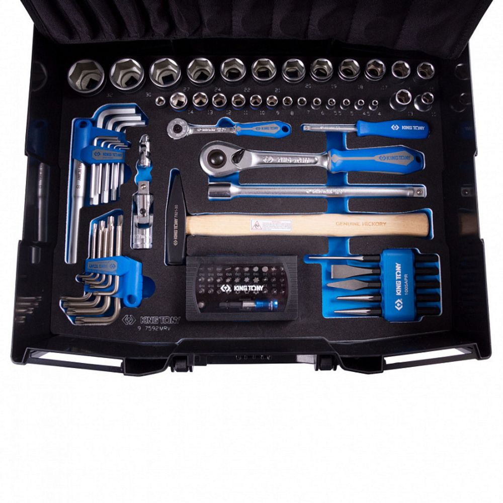 KING TONY (9052-002MRV) Набор инструментов универсальный, пластиковый ящик, 112 предметов