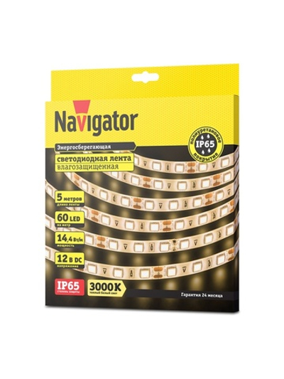 Лента светодиодная 71 427 NLS-5050WW60-14.4 IP65 12B R5 14.4Вт/м (уп.5м) Navigator 71427