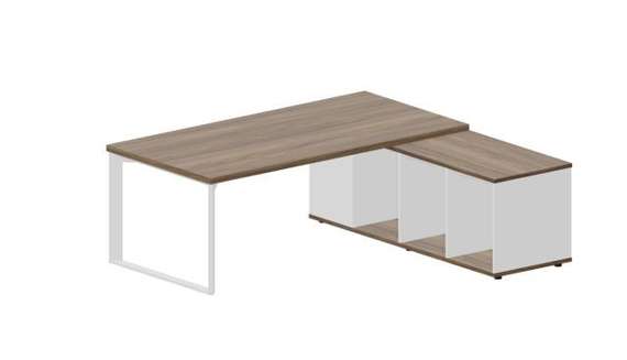 Стол Fortum на опорной сервисной тумбе (правый) 200(+0/15/30)х180х74см