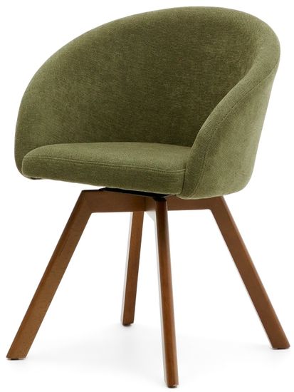 Marvin Поворотный стул из зеленой синели с ножками из ясеня La Forma Испания 