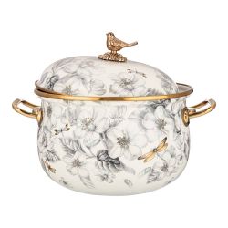 КАСТРЮЛЯ ЭМАЛИРОВАННАЯ AGNESS С КРЫШКОЙ, СЕРИЯ ЯБЛОНЕВЫЙ САД 3,8Л, ДИА.20СМ ПОДХОДИТ ДЛЯ ИНДУК.ПЛ