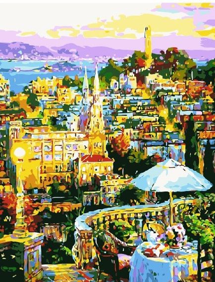 Атмосферное кафе-раскраски по номерам