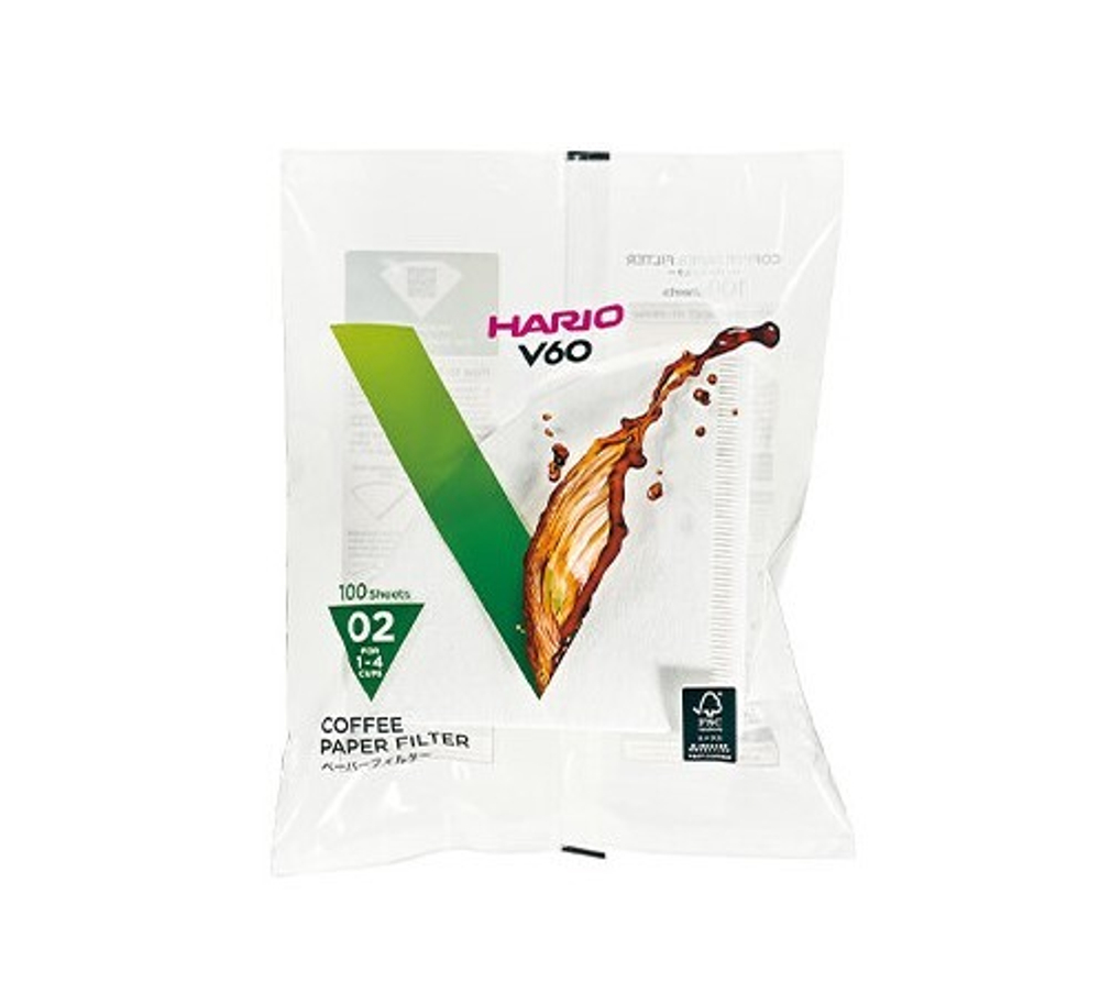 Фильтры Hario V60 бумажные VCF-02-100W (Япония), 100 шт