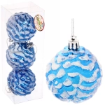 Ёлочные игрушки «Шишки нарядные» 6 см (набор 3 шт), синий/белый