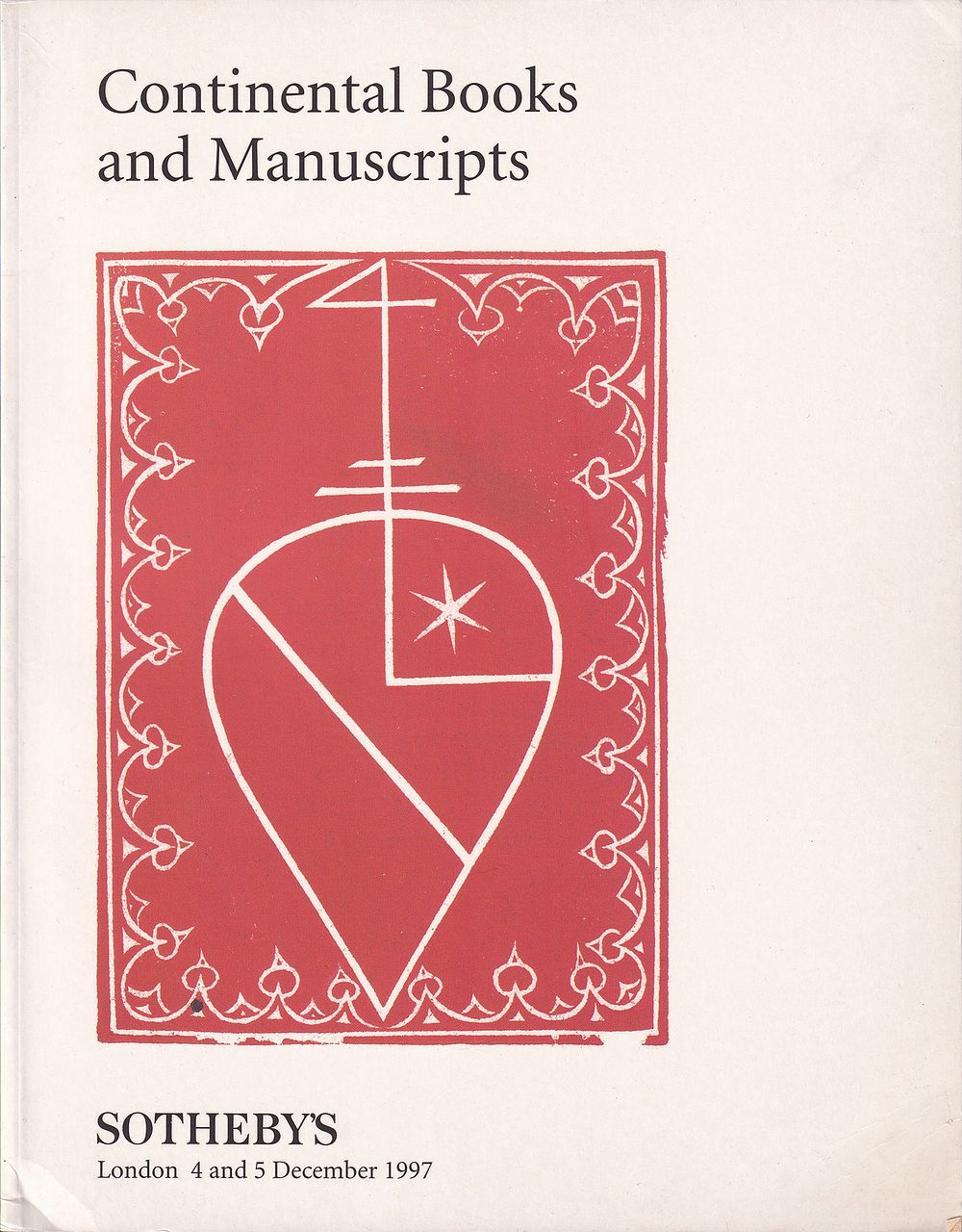Каталог аукциона Sotheby's, Лондон, Европейские книги и рукописи от 4-5 декабря 1997 года