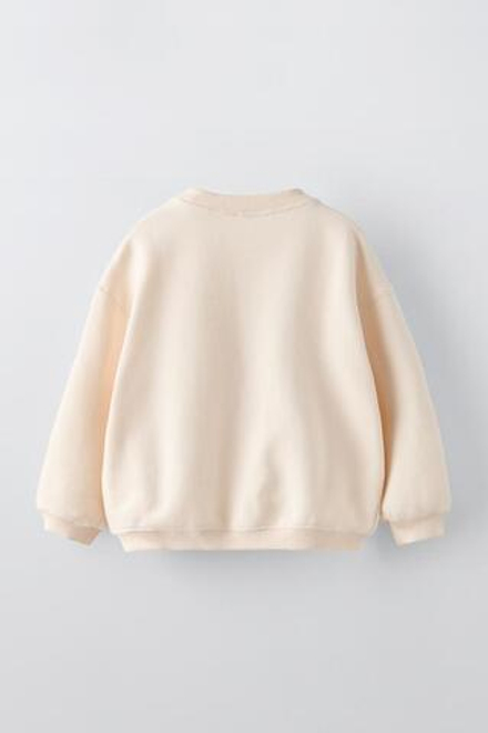 ZARA ТОЛСТОВКА С БАНТОМ С АНИМАЛИСТИЧЕСКИМ ПРИНТОМ, СВЕТЛО-ПЕСОЧНЫЙ