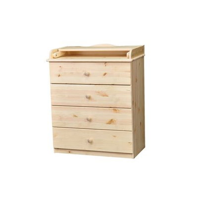 Пеленальный комод деревянный Алиса с откидным столиком, 60х44х88 см, детский комод с 4 ящиками для хранения вещей из массива сосны, в лаке