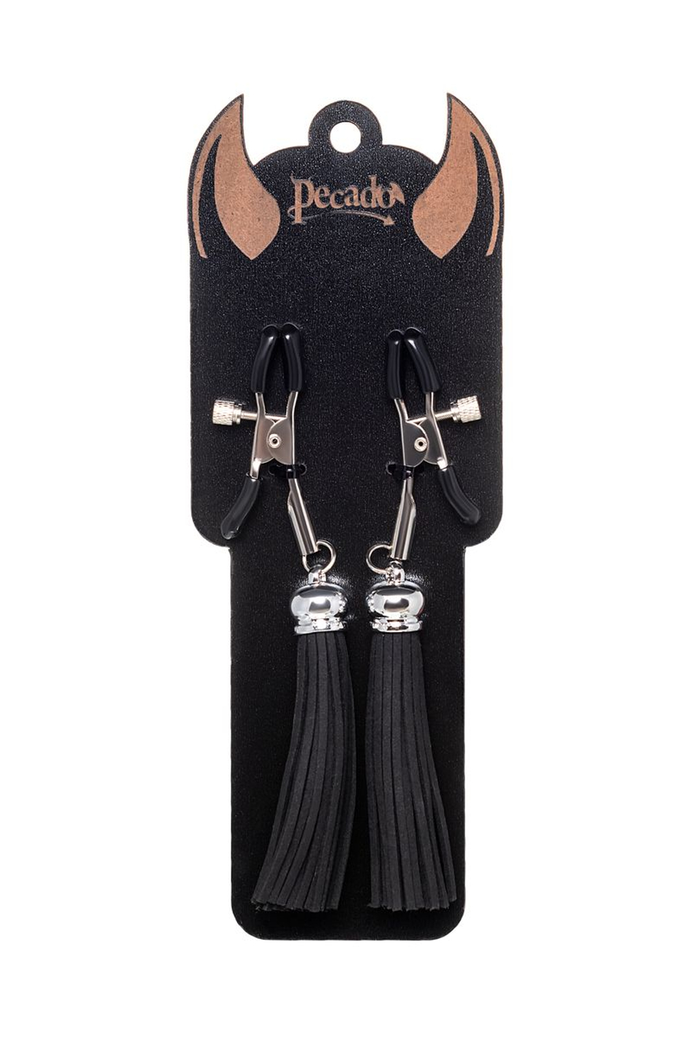 Зажимы на соски «Прищепки» с черными кисточками из замши