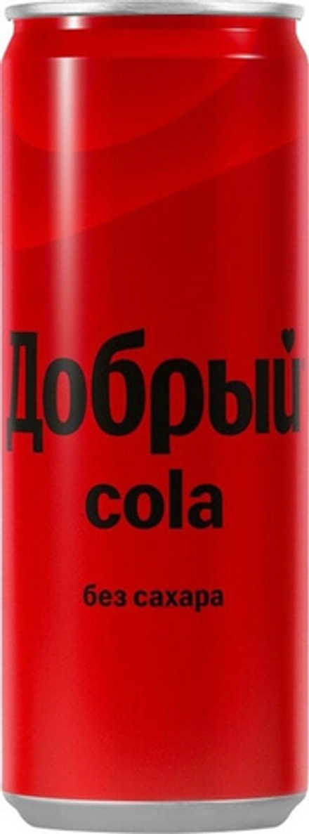 Газированный напиток Добрый Кола Без Сахара / Dobryj Cola Sugar-Free 0.33 - банка