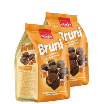 Кекс глазированный Bruni с карамельной начинкой 190 гр