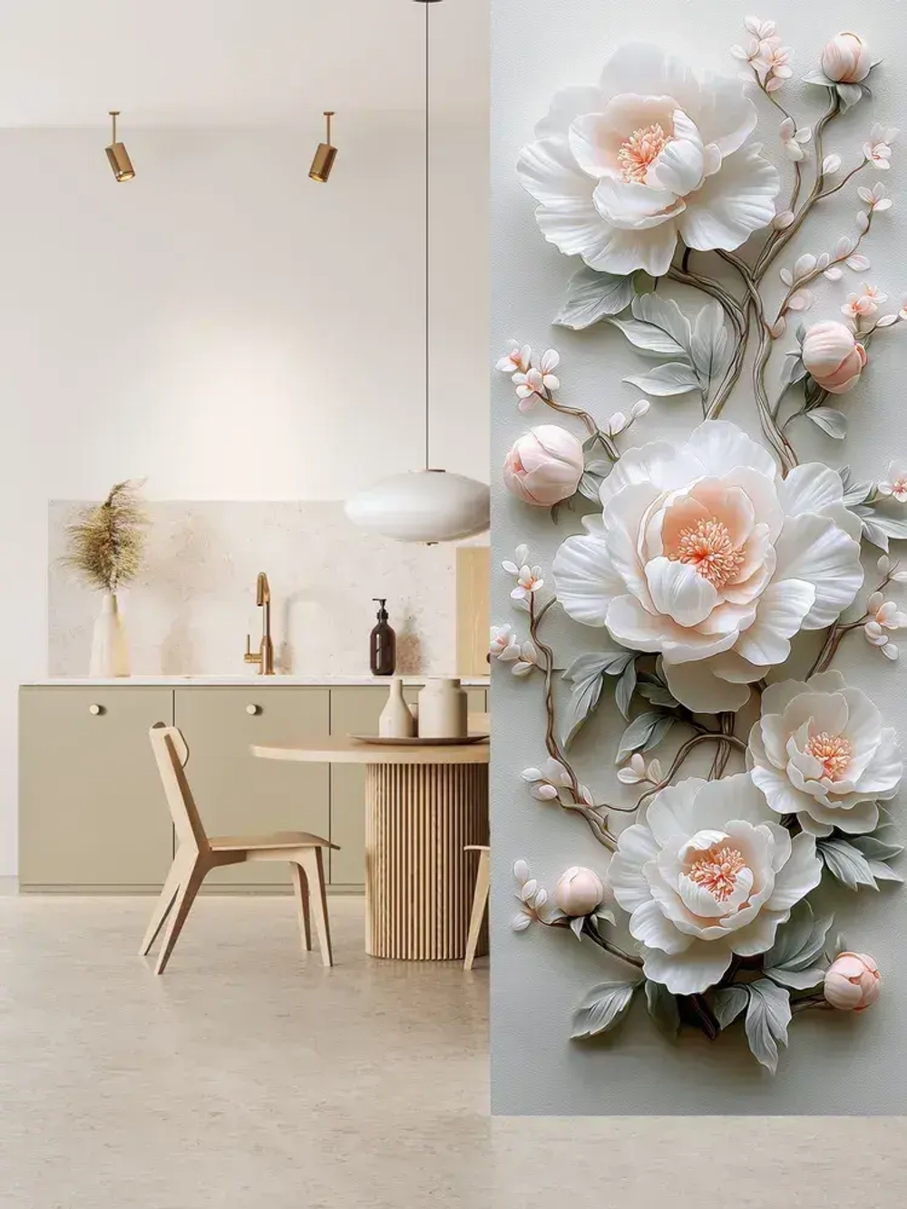 Фотообои флизелиновые PosterMarket "Цветы 3Д" 100х270 см