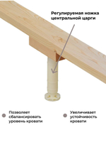 Кровать двуспальная 160х200 Тарва из массива сосны с основанием, серый