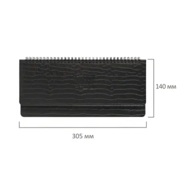 Планинг датированный 2026 305х140 мм BRAUBERG "Comodo", под кожу, черный, 117223
