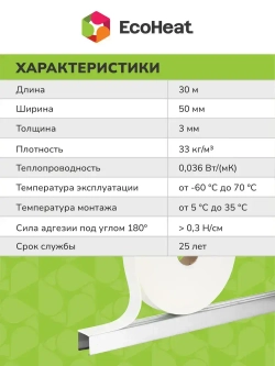 Уплотнительная демпферная монтажная лента ДИХТУНГСБАНД самоклеящаяся 50 мм х 30 м