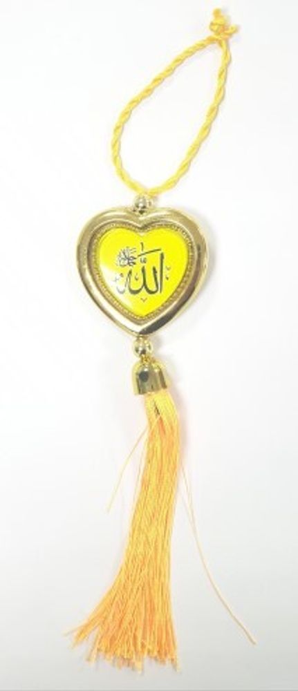 Амулет подвеска мусульманский сердце, желтый в золотой оправе (KPR)