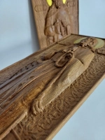 Освященная Икона пророка Илии 14х30.5 см резная из дуба