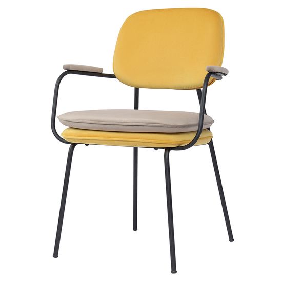 Стул с подлокотниками pea, велюр, желтый/бежевый