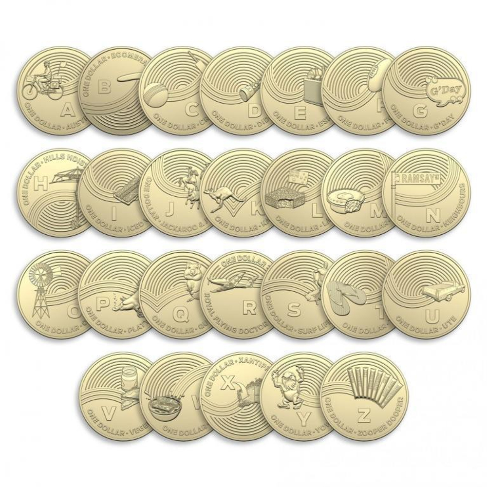 Австралия набор монет 1 доллар 2019 АЛФАВИТ
