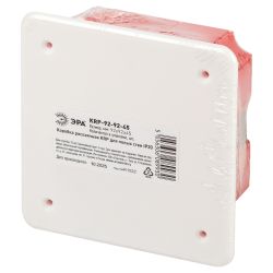 Распаячная коробка ЭРА KRP-92-92-45 скрытой установки красно-белая 92х92х45мм для полых стен саморезы крышка IP20