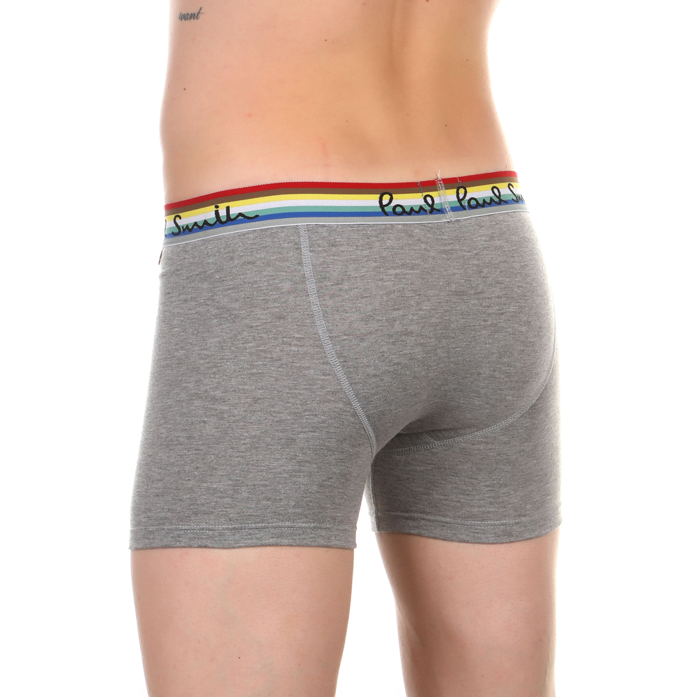 Мужские трусы боксеры серые меланжевые с разноцветной резинкой Paul Smith